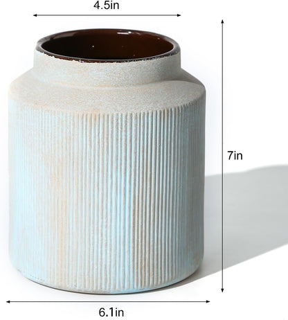 Rustic Vases for Home Decor. Ceramic Vase for Dining Table Decor. Terracotta Decorative Vase 6.1IN. ZSHLXM