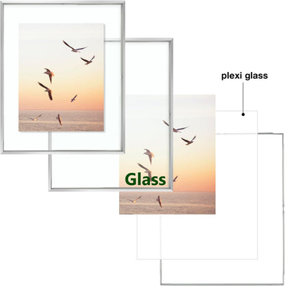 Frametory, Floating Picture Frame 12x16 - Black Aluminum Metal Photo Frame - Real Glass of Front - for Wall Mount Display