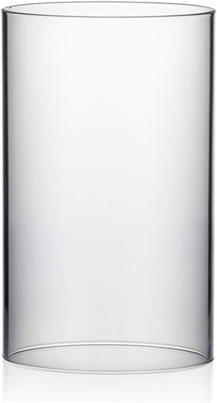 WGVI Hurricane Candle Holder Sleeve, Wide 4", Height 8", Clear Glass Cylinder Candleholder, Chimney Tube, Open Ended Candle Shade, 1 Piece - Colors A