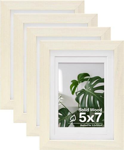 Egofine 8x10 Picture Frames Set of 4, Made of Solid Wood Covered by Plexiglass 4x6 and 5x7 with Mat or 8x10 without Mat, for Table Top Display and Wall Mounting Photo Frame Black