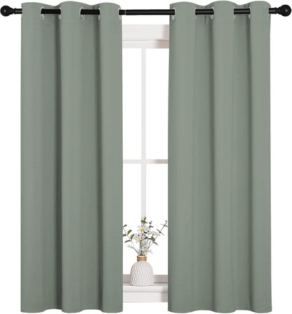 NICETOWN Halloween Pitch Black Solid Thermal Insulated Grommet Blackout Curtains/Drapes for Bedroom Window (2 Panels, 42 inches Wide by 63 inches Long, Black) - Colors B