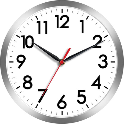 AKCISOT Wall Clock, Modern Small Wall Clocks Battery Operated 8 Inch, Silent Non-Ticking Analog Classic for Office, Home, Bathroom, Kitchen, Bedroom, School(Black)