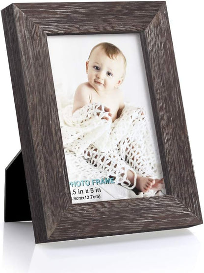 RPJC 5x7 Picture Frames Made of Solid Wood High Definition Glass for Table Top Display and Wall Mounting Photo Frame Black