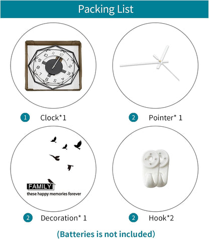 Modern Wall Clocks for Living Room Decor 12in Black Wall Clock Silent Non-Ticking Quartz Battery Operated for Office Kitchen Bedroom Bathroom Minimalist Small Clock Decoration Easy to Read