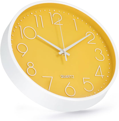 Wall Clock 12 Inch Non-Ticking Silent Modern Simple Style Round Decor Clock Gold Stereoscopic Dial Quartz Wall Clocks for Home/Office/School/Living Room/Bedroom/Kitchen