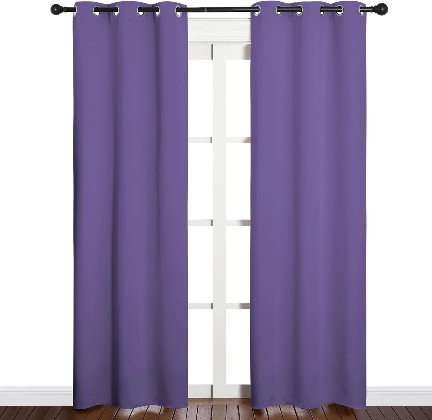 NICETOWN Halloween Pitch Black Solid Thermal Insulated Grommet Blackout Curtains/Drapes for Bedroom Window (2 Panels, 42 inches Wide by 63 inches Long, Black) - Colors D