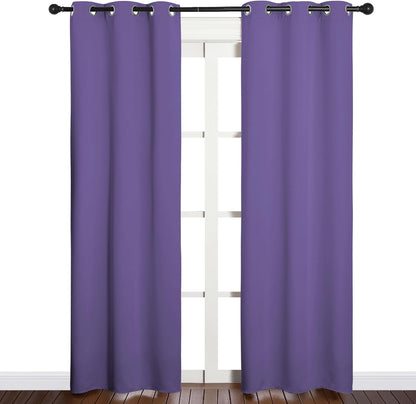 NICETOWN Halloween Pitch Black Solid Thermal Insulated Grommet Blackout Curtains/Drapes for Bedroom Window (2 Panels, 42 inches Wide by 63 inches Long, Black) - Colors D