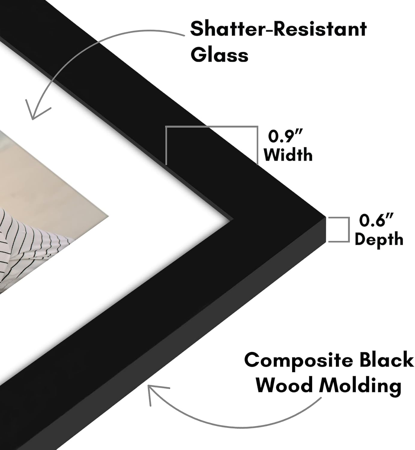 Americanflat 8x10 Picture Frame with Shatter-Resistant Glass - Use as 5x7 Frame with Mat or Display 8x10 Photo Without Mat - Signature Collection - Picture Frames for Tabletop and Wall Display - Black