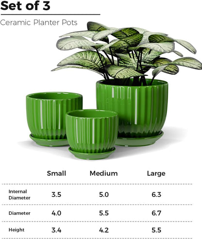 Ton Sin Pink Gold Ceramic Flower Pots, 4"+5"+6" Inch Small Glazed Succulent Planters with Drainage Hole,Modern Indoor Decorative Plant Pots Set of 3,Garden Pots with Saucer