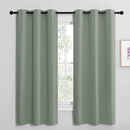 NICETOWN Halloween Pitch Black Solid Thermal Insulated Grommet Blackout Curtains/Drapes for Bedroom Window (2 Panels, 42 inches Wide by 63 inches Long, Black) - Colors B