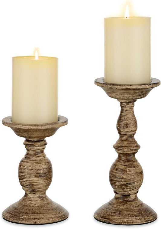 Sziqiqi Retro Iron Candle Holder Vintage Pillar Candles Holders for Table Centerpiece Wedding Birthday Candlelight Dinner Decorative Light Home Décor 2pcs