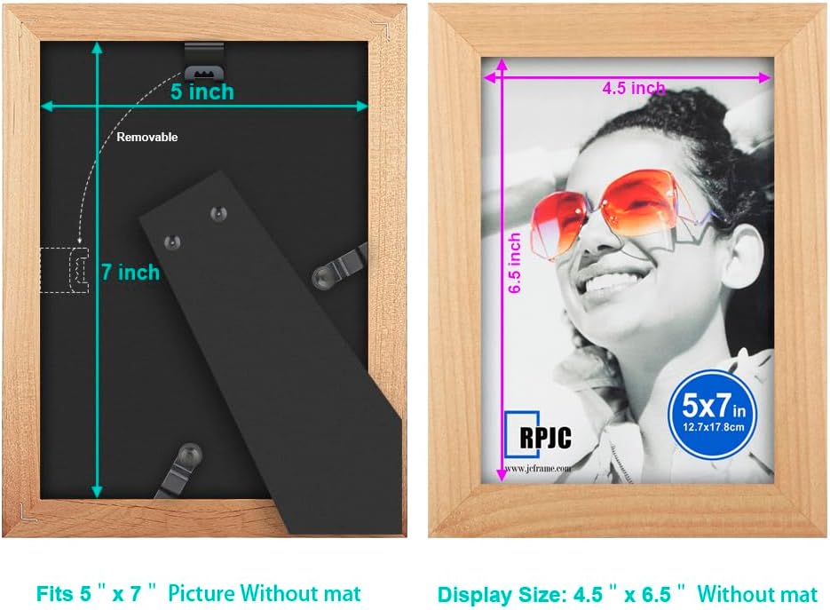 RPJC 5x7 Picture Frames Made of Solid Wood High Definition Glass for Table Top Display and Wall Mounting Photo Frame Black