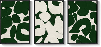 Large Framed Abstract Nature Landscape Wall Art for Living Room, Set of 3 Modern Canvas Prints Paintings Artwork for Walls, Green Lake Pictures for Hallway, Dining Room, Office Wall Decor 24x36 Inch