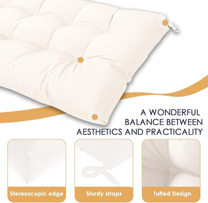 MTMR Outdoor Bench Cushion-44X19 Water-Repellent Tufted Porch Swing Cushions with High Elasticity PP Cotton and Ties Fade-Resistant Patio Outdoor Chair Cushion for Bench Furniture, Indoor Seat Cushion