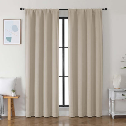 Simplebrand Ava Sage Green Blackout Curtains for Bedroom 63 Inch Length 2 Panels Set, Solid Thermal Insulated Energy Saving Rod Pocket Window Treatment Curtains Blackout Drapes, W40 x L63 Inch, Sage - Colors B