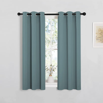 NICETOWN Halloween Pitch Black Solid Thermal Insulated Grommet Blackout Curtains/Drapes for Bedroom Window (2 Panels, 42 inches Wide by 63 inches Long, Black) - Colors C