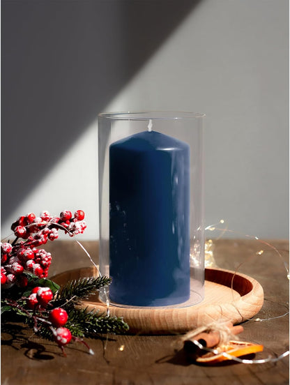 CANDWAX 3x4 inch Pillar Candles Set of 3 – Unscented Dripless Rustic Dark Blue Candles for Room Decor, Weddings, Centerpieces
