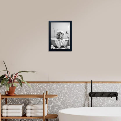Bathroom Picture Wall Decor, Framed Black and White Bathroom Wall Art, Toilet Paper in Little Funny Raccoon's Hand Animal Canvas Print Painting