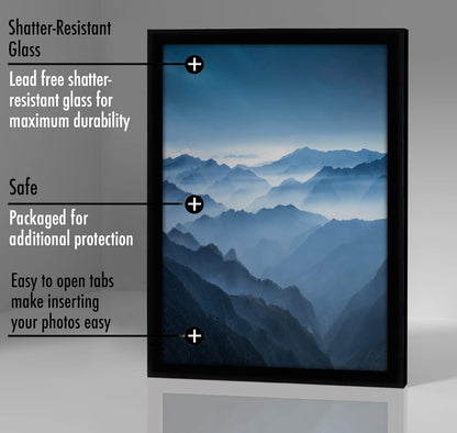 Americanflat 12x18 Poster Frame with Shatter-Resistant Glass - Signature Collection - Gallery-Style Frames Made of Engineered Wood - Photo Frame for Wall Display - Black - Colors C