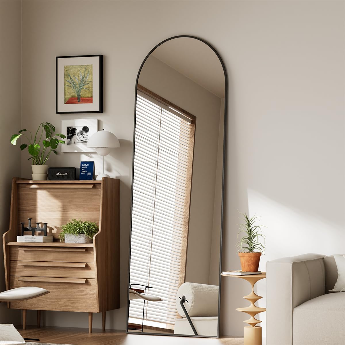 Koonmi 30"x71" Arched Full Length Mirror, Gold Large Floor Mirror with Aluminum Alloy Frame, Standing Hanging or Leaning Wall-Mounted Full Body Mirror for Living Room and Bedroom