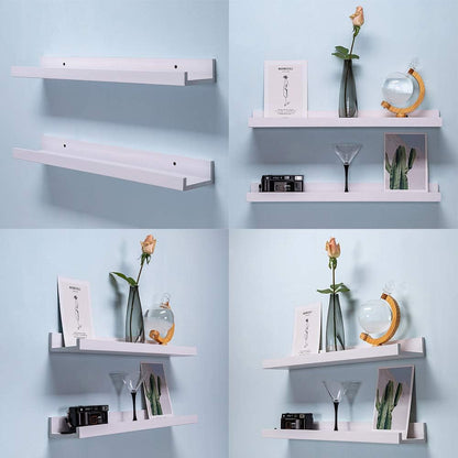 AZSKY Floating Shelves Wall Mounted Set of 2 Natural Wood Picture Shelves Wall Shelves for Bedroom Bathroom Living Room Kitchen Laundry Room Storage & Decoration 24 Inch