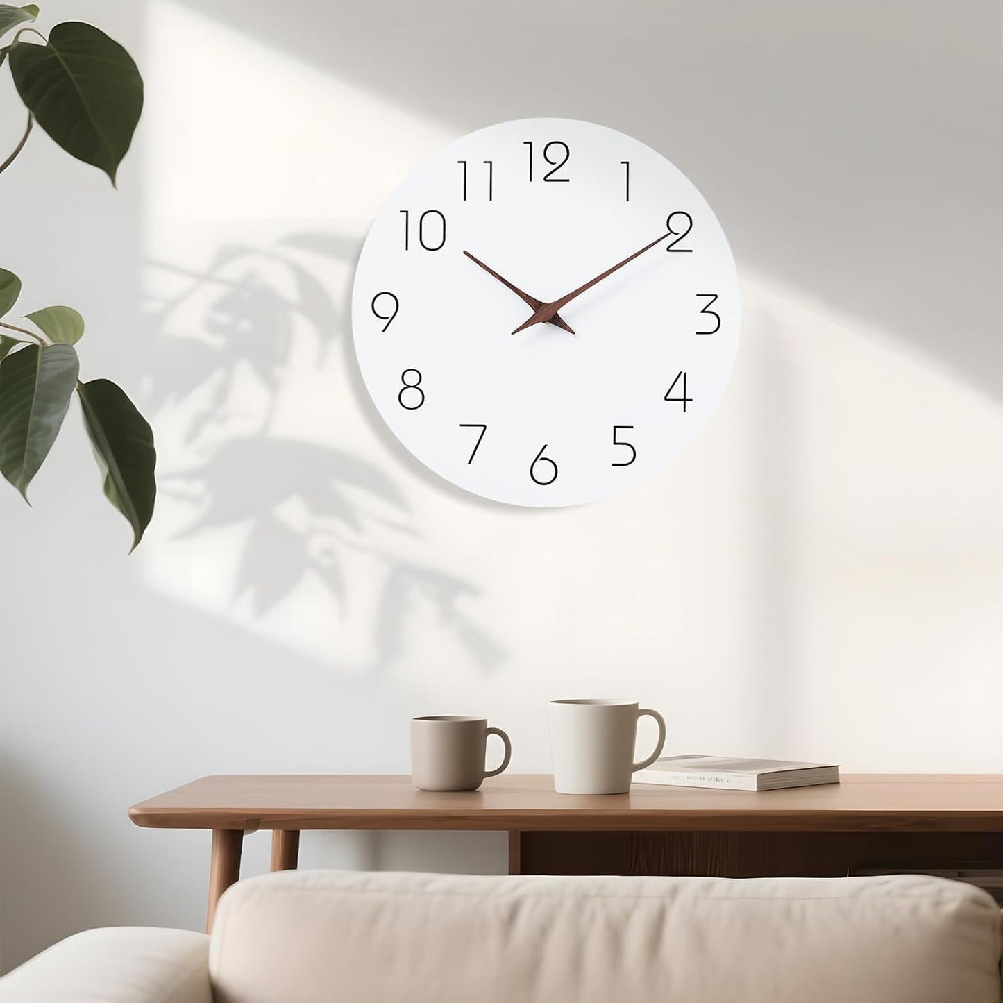 Mosewa Wall Clock 8 Inch Black Battery Operated Silent Non Ticking Simple Minimalist Rose Gold Numbers Decorative for Bedroom Living Room Kitchen Home Bathroom Office