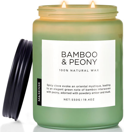 M&SENSE Eucalyptus & Mint Scented Jar Candle, Large 19.4oz Natural Soy Wax, 110-Hour Long Lasting Non-Toxic Clean Burning, Fresh Smelling Home Aromatherapy for Spa Stress Relief, Gifts for Men Women