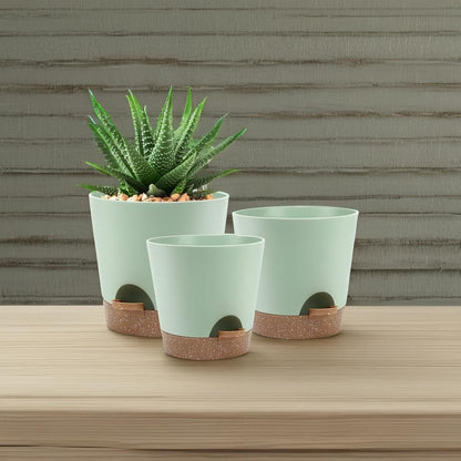 YNNICO Indoor Self Watering Planters with Drainage Holes and Saucers, 8, 7, 6.5, 6, 5.5, 5 Inches, Black, 6 Pots