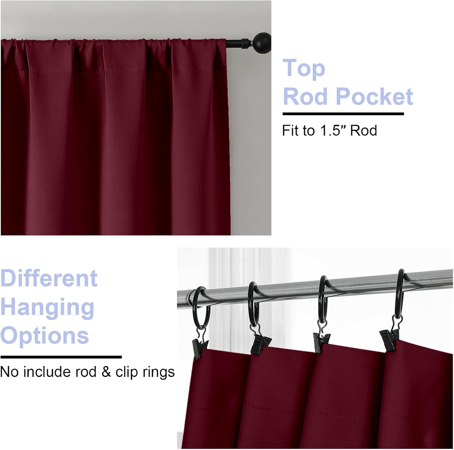 Simplebrand Ava Sage Green Blackout Curtains for Bedroom 63 Inch Length 2 Panels Set, Solid Thermal Insulated Energy Saving Rod Pocket Window Treatment Curtains Blackout Drapes, W40 x L63 Inch, Sage - Colors A