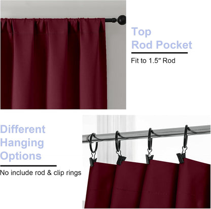Simplebrand Ava Sage Green Blackout Curtains for Bedroom 63 Inch Length 2 Panels Set, Solid Thermal Insulated Energy Saving Rod Pocket Window Treatment Curtains Blackout Drapes, W40 x L63 Inch, Sage - Colors A