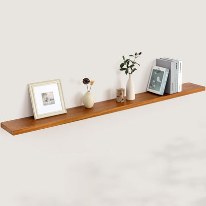 Floating Shelves 36 Inches Long - 8 Inch Deep Rustic Premium Solid Pine Wood for Storage - Farmhouse Wall Mounted for Living Room - Heavy-Duty Metal Bracket - 36" W x 8" D - Set of 2 - White Color