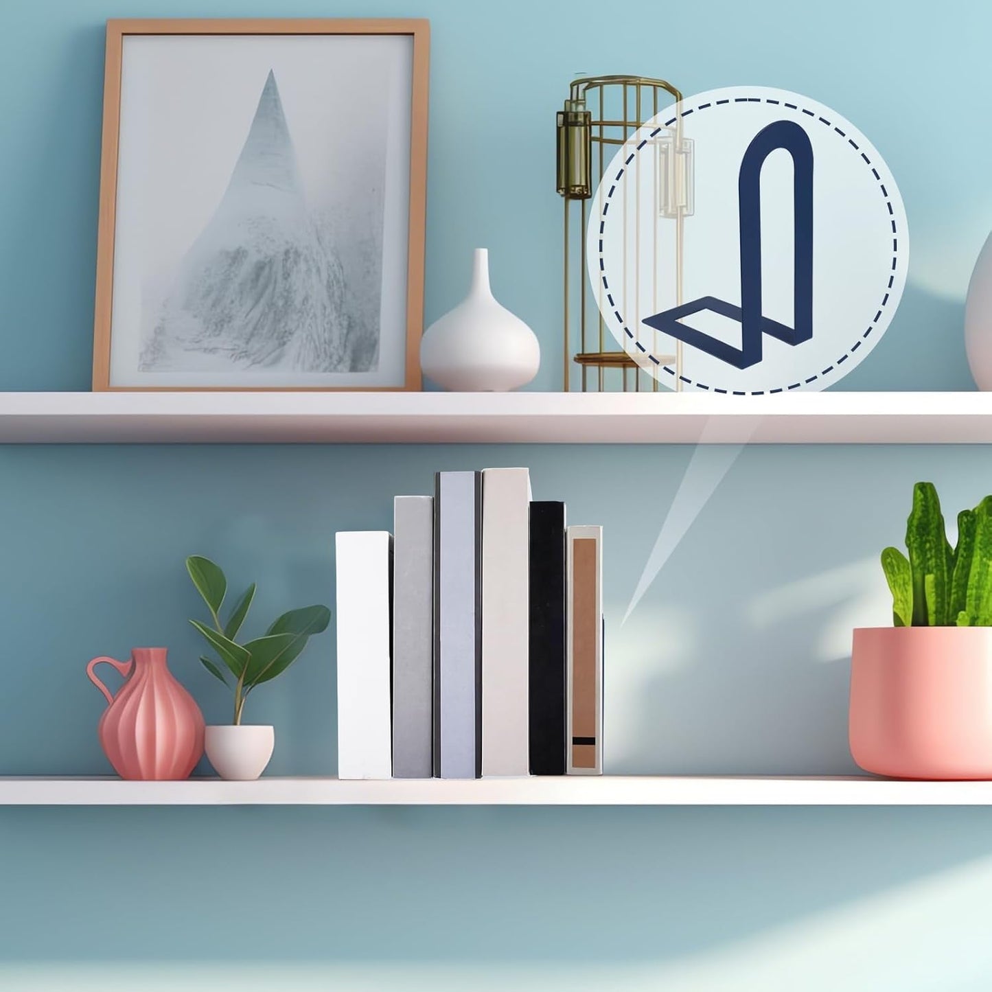 Chunful 12 Pcs Modern Metal Book Ends for Shelves Decorative Small Bookends Book Shelf Organizer Minimalist Design Stopper to Hold Books for Home Office (Gold,5.5 * 3.75 * 2.25inch)