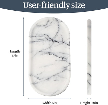 Koville Italian Travertine Tray, 12"x6" Vanity Decorative Marble Tray for Countertop, Catchall Tray for Perfume, Candles, Jewelry Dish Tray