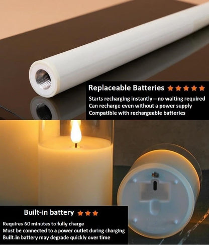 VENTA Set of 3 Warm Ivory Pillar Candles | Real Wax Battery Operated Candles with Flickering Flame | Timeless Year-Round Decor for Weddings, Mantels & Centerpieces