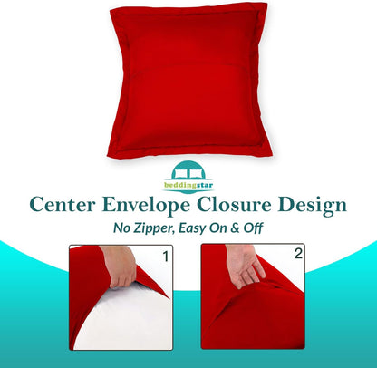 Euro Sham Covers 26x26 Set of 2 White 600 Thread Count 100% Egyptian Cotton Pack of 2 Euro 26x26 Pillow Covers Cushion Cover Cases Soft Skin Friendly European Size Decorative Square Pillow Shams