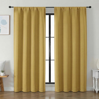 Simplebrand Ava Sage Green Blackout Curtains for Bedroom 63 Inch Length 2 Panels Set, Solid Thermal Insulated Energy Saving Rod Pocket Window Treatment Curtains Blackout Drapes, W40 x L63 Inch, Sage - Colors C