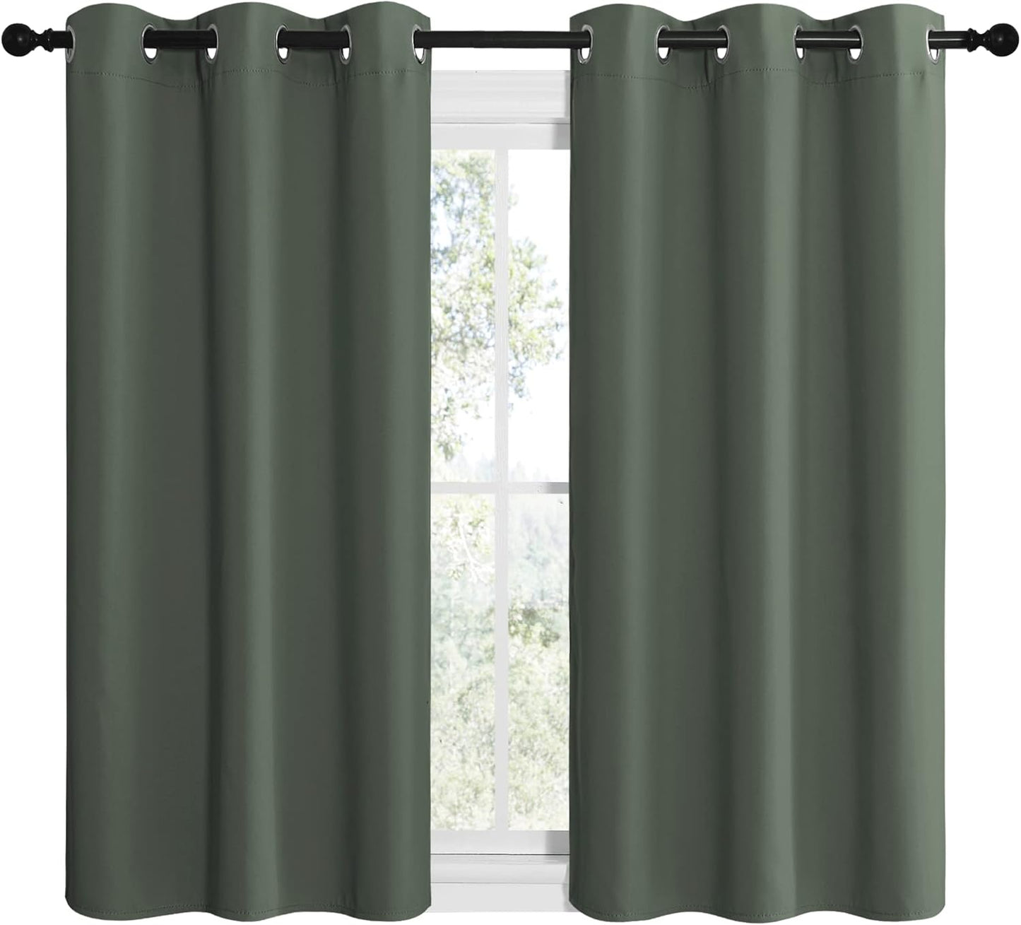 NICETOWN Halloween Pitch Black Solid Thermal Insulated Grommet Blackout Curtains/Drapes for Bedroom Window (2 Panels, 42 inches Wide by 63 inches Long, Black) - Colors C
