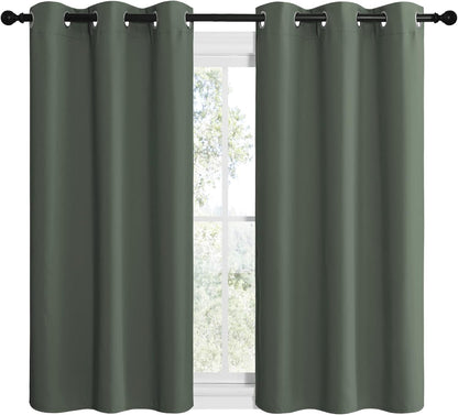 NICETOWN Halloween Pitch Black Solid Thermal Insulated Grommet Blackout Curtains/Drapes for Bedroom Window (2 Panels, 42 inches Wide by 63 inches Long, Black) - Colors C