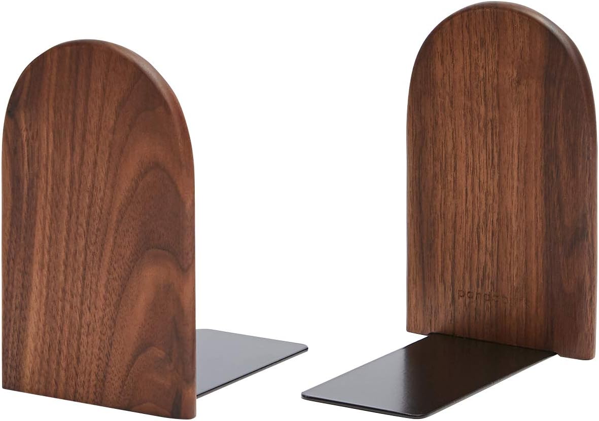 Pandapark Wood,Non-Skid Bookend for Shelves,Heavy Duty,Book Stand for CDs,1 Pair