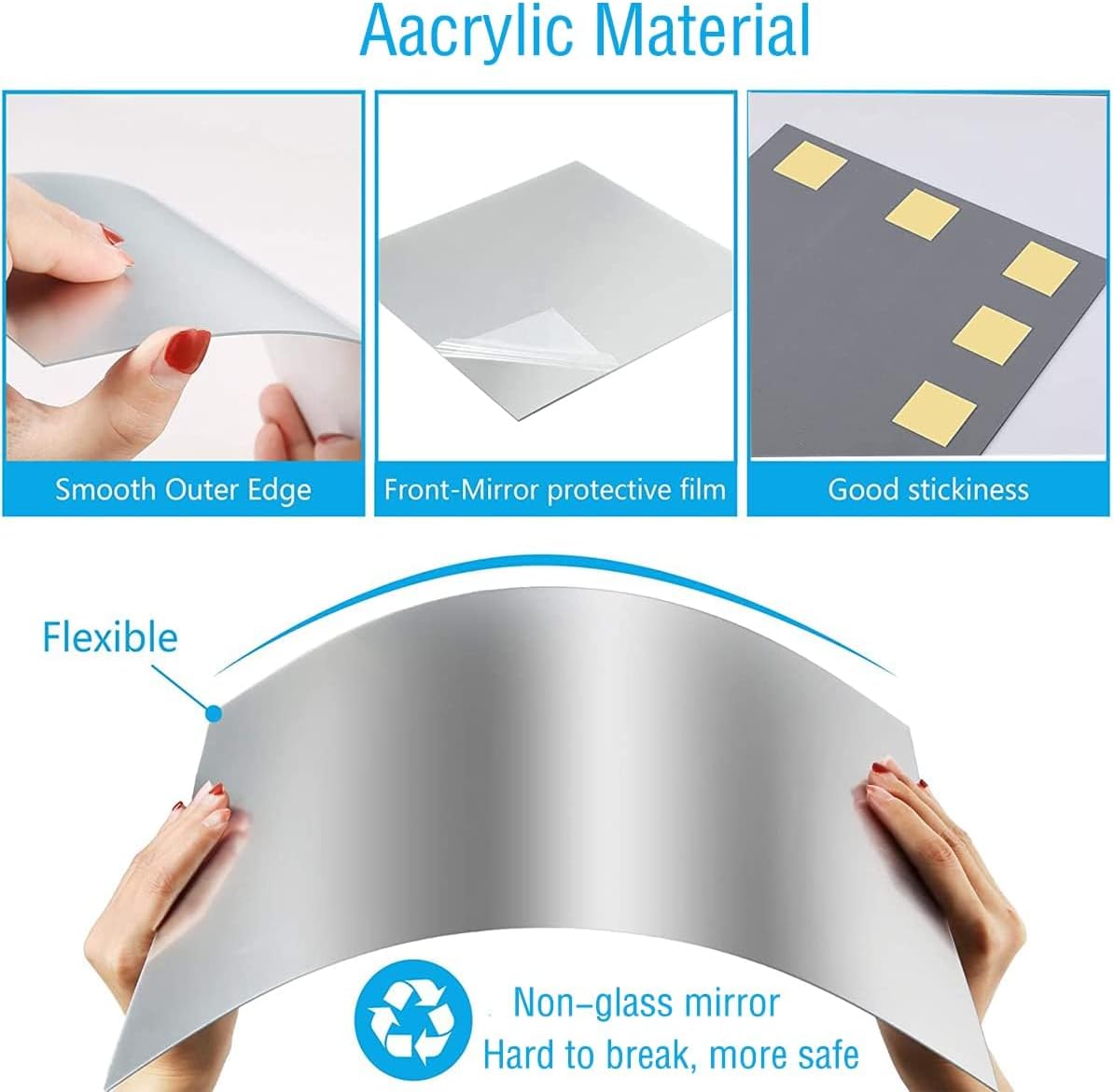 12'' Round Wall Mirror Tiles High Clear Reflecticon Self Adhesive Acrylic Mirror Sheets Circle Stickers for Bathroom, Bedroom, Door, Home Decor