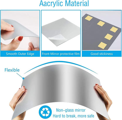 12'' Round Wall Mirror Tiles High Clear Reflecticon Self Adhesive Acrylic Mirror Sheets Circle Stickers for Bathroom, Bedroom, Door, Home Decor