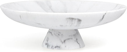 YMXYJM Modern Resin Pedestal Decorative Bowl, Large Fruit Bowl for Kitchen Counter, Stylish Key Bowl for Entryway Table, Beige