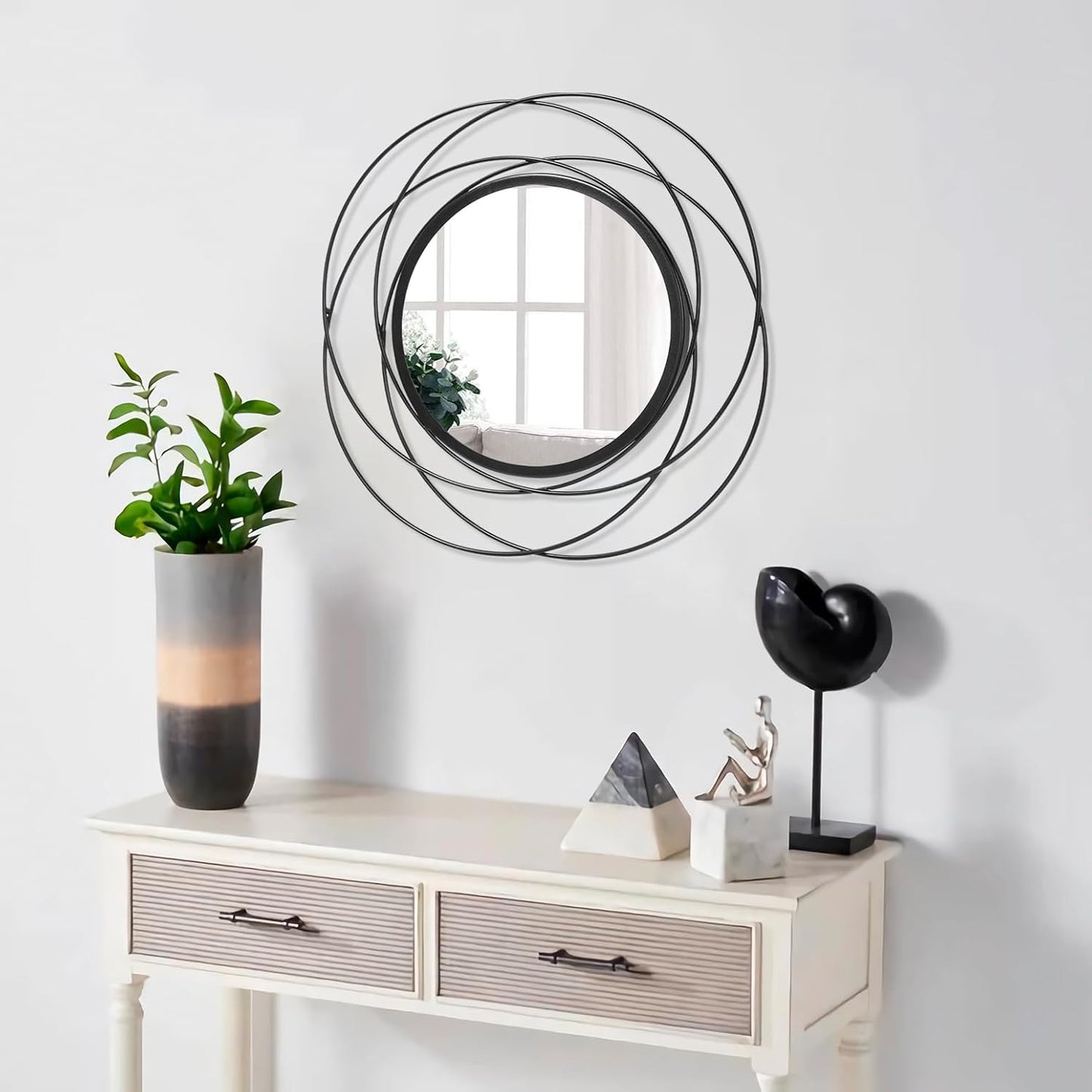 Gold Sunburst Mirrors for Wall Decorative Metal Round Art Mirrors Large Wall Decor Hanging Mirror for Bathroom Bedroom Living Room Vanity Entryway 16"
