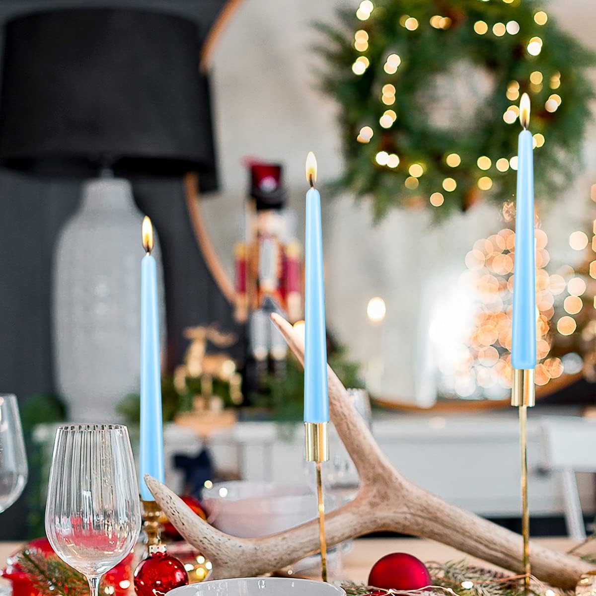 NIKY 10 inch Taper Candles for Christmas, Set of 12 Unscented Dripless Candlesticks - 8 Hours Long Burning for Home Decor, Wedding, Parties and Special Occasions (Ivory)