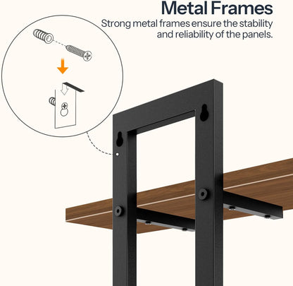 HOOBRO Floating Shelves, 15 Inch Wall Shelf Set of 2, Wall Mounted Storage Shelves 2-Tier, Hanging Bathroom Shelves, for Living Room, Bedroom, Bathroom, Kitchen, Rustic Brown and Black BF32BJ01G1