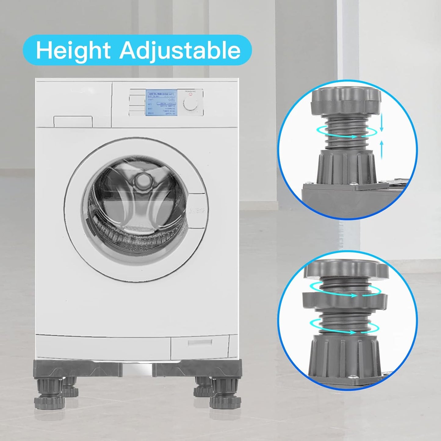 Nefish Mini Fridge Stand Universal Raised Base Adjustable Refrigerator Stands with 4 Strong Feet Washing Machine Pedestal Multi-Functional Bases for Dryer (Black)