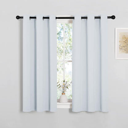 NICETOWN Halloween Pitch Black Solid Thermal Insulated Grommet Blackout Curtains/Drapes for Bedroom Window (2 Panels, 42 inches Wide by 63 inches Long, Black) - Colors A