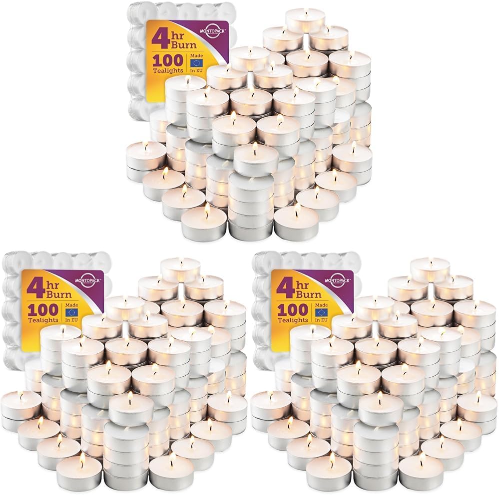 MontoPack Unscented Tea Light Candles 45 Pack | 4 Hours, White, Smokeless, Dripless Small Votive Paraffin Tealights | Long-Lasting for Home, Shabbat, Weddings, Events, Emergencies | Mini Candles Bulk