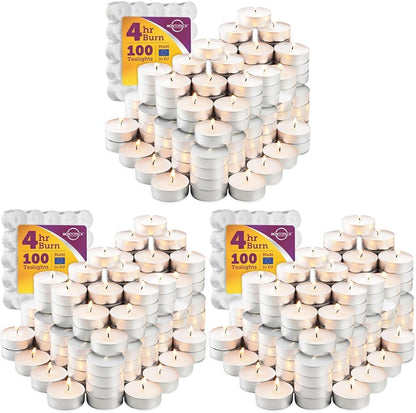MontoPack Unscented Tea Light Candles 45 Pack | 4 Hours, White, Smokeless, Dripless Small Votive Paraffin Tealights | Long-Lasting for Home, Shabbat, Weddings, Events, Emergencies | Mini Candles Bulk