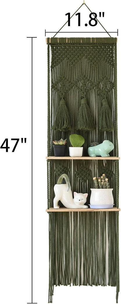 Flber 2 Pcs Macrame Wall Hanging Boho Wall Decor Handmade Macrame Art Tapestry Wedding Macrame Backdrop 13.7" W x 51" L For Living room Bedroom Headboard Decor